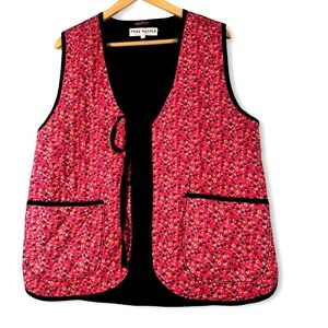 Free People Womens Claudine Quilt Vest Floral Sz L Large